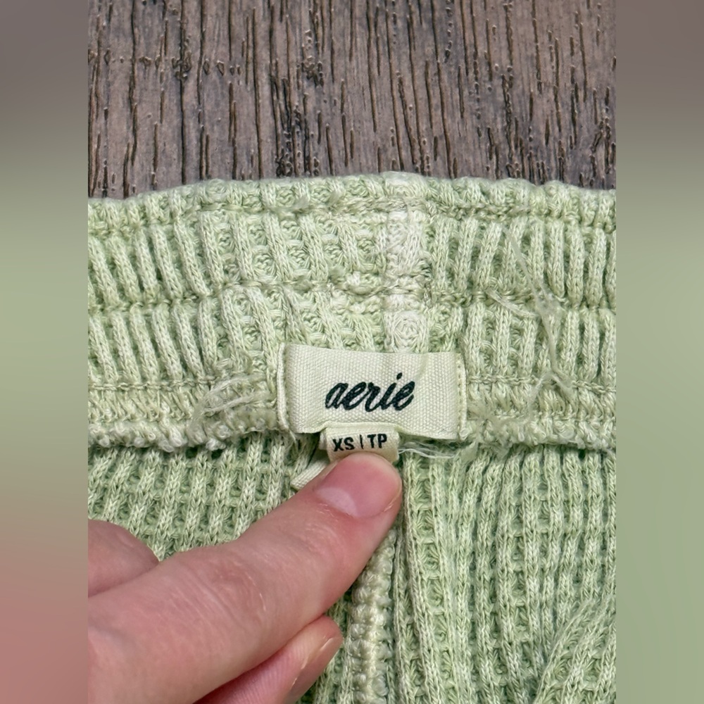 aerie light sage waffle knit pants - Picture 3 of 3